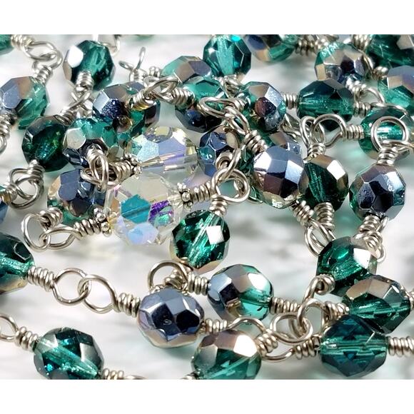 Handmade Five Decade Rosary, Unbreakable Rosary, Fire Polished Beads - Picture 9 of 10